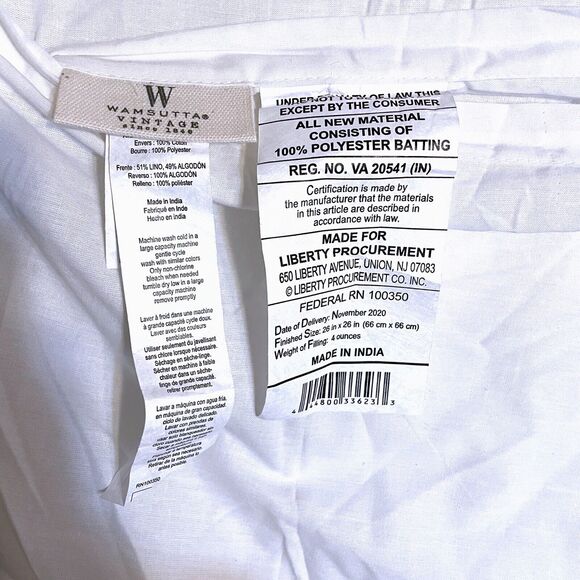 Wamsutta Vintage Linen Cotton Floral Quilted EURO Pillow Sham Square 26 x 26 - Picture 3 of 5